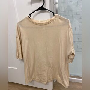 SHEIN Cream Relaxed Boxy Short Sleeve Tee